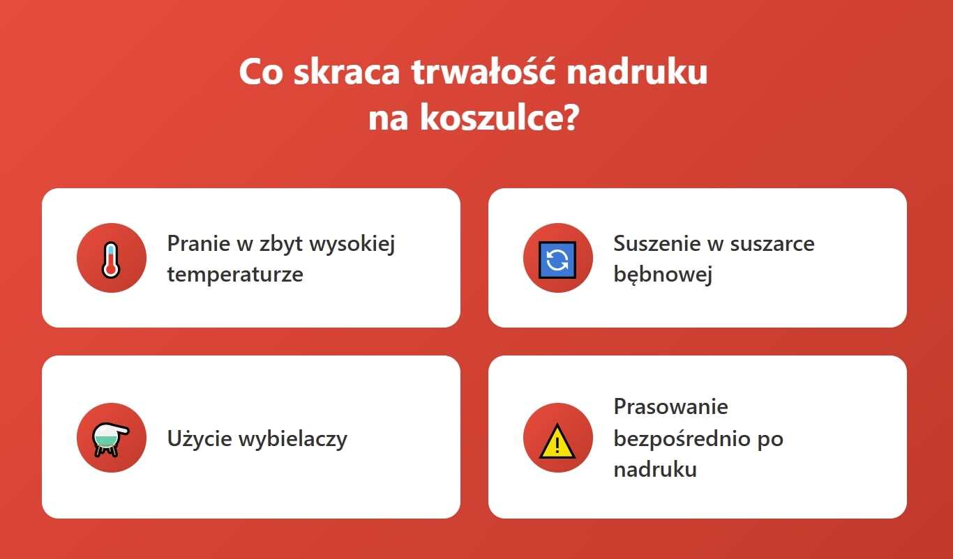 Co skraca trwałość nadruku na koszulce?