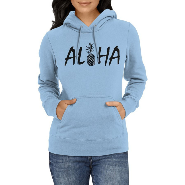 BLUZA damska LATO ALOHA wakacyjna w kolorze błękitnym