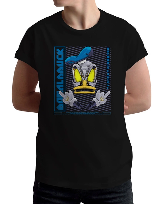 Koszulka męska czarna wkurzony mecha Kaczor Donald