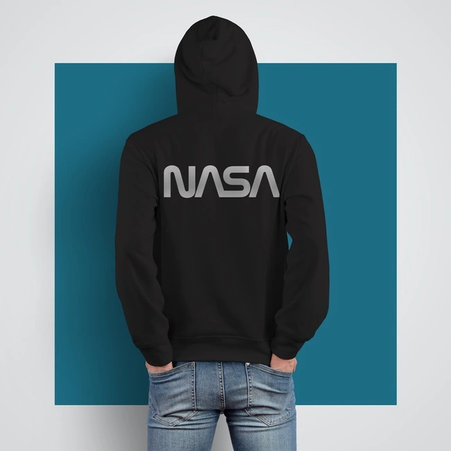 Bluza męska NASA, kangurka Z ODBLASKIEM czarna