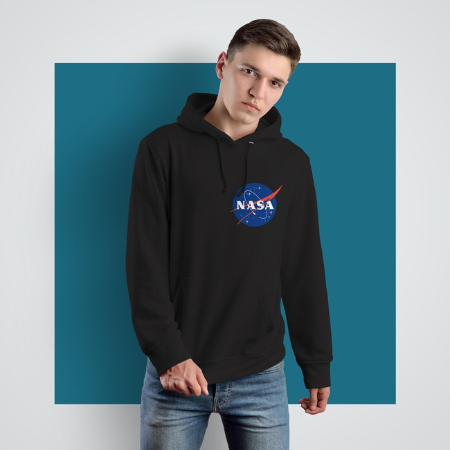 Bluza męska NASA, kangurka Z ODBLASKIEM czarna