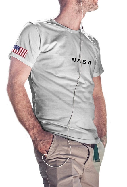 NASA koszulka męska, na prezent w kolorze białym