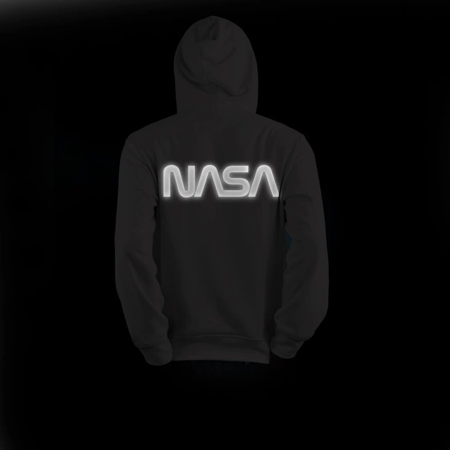 Bluza męska NASA, kangurka Z ODBLASKIEM czarna