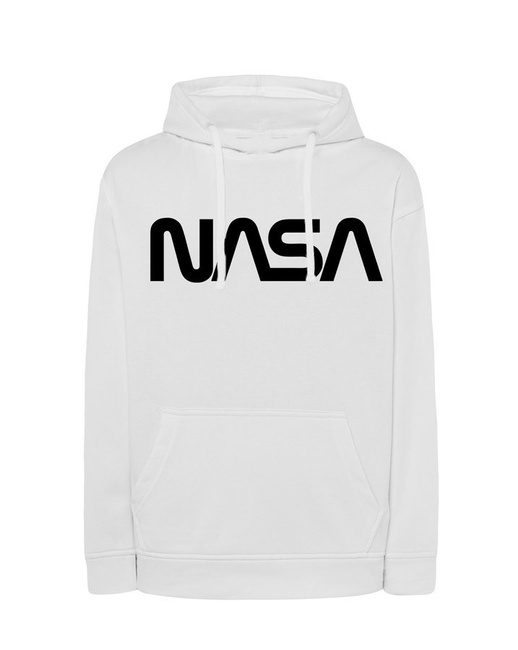 MODNA bluza NASA męska, kangurka z kapturem w kolorze białym
