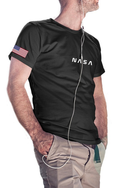 NASA koszulka męska, na prezent w kolorze czarnym