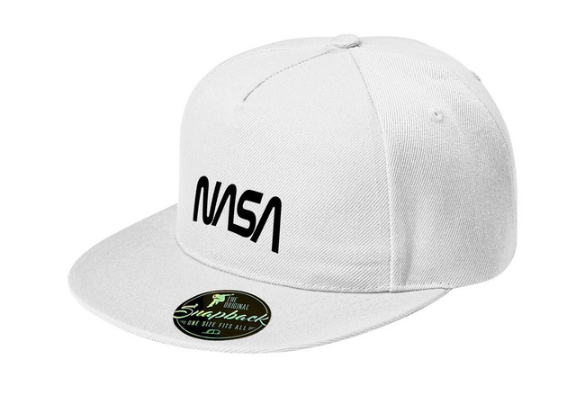 MODNA czapka z daszkiem 5P RAP - NASA kolor biała