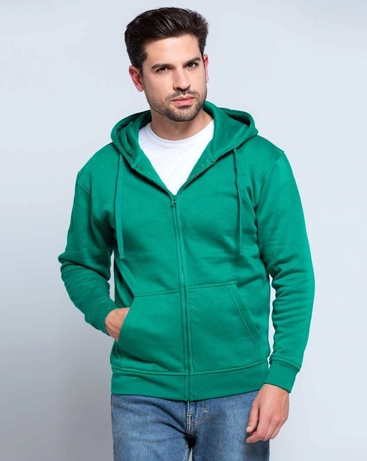 Bluza męska rozpinana z kapturem zieleń kelly JHK