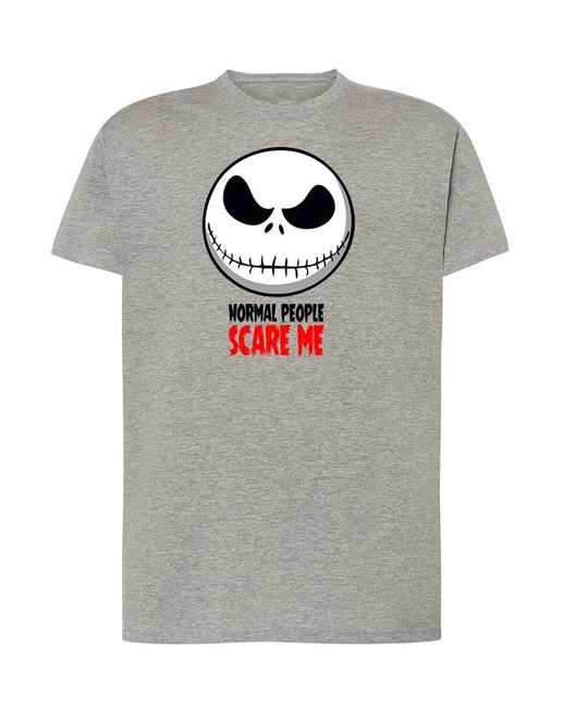 T-shirt męski NORMAL PEOPLE SCARE ME w kolorze szary melanż