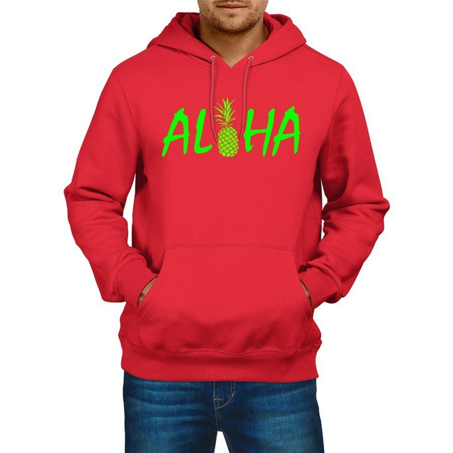 BLUZA męska LATO ALOHA wakacyjna w kolorze czerwonym