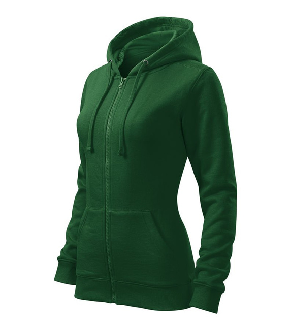 Bluza damska rozpinana z kapturem TRENDY ZIPPER zieleń butelkowa MALFINI
