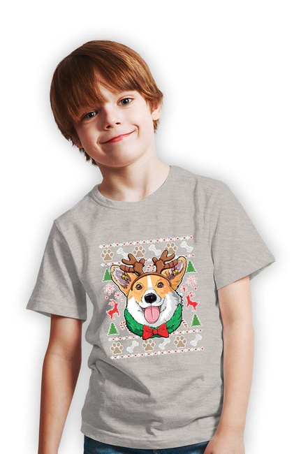 Koszulka świąteczna dziecięca ŚWIĄTECZNY CORGI