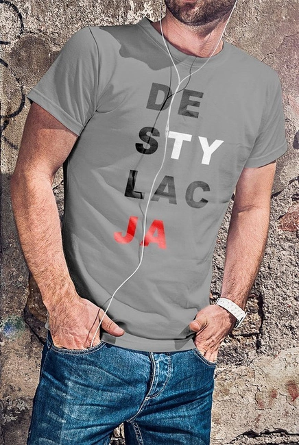 Koszulka męska DESTYLACJA w kolorze szarym