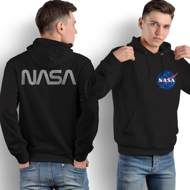 Bluza męska NASA, kangurka Z ODBLASKIEM czarna