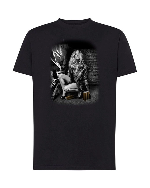 T-shirt męski oryginalny nadruk kobieta graficiarz
