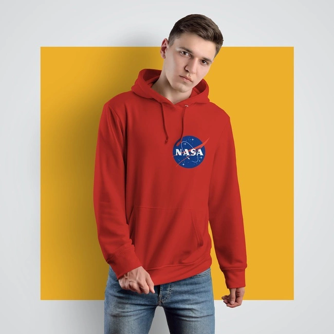 Bluza męska NASA, kangurka Z ODBLASKIEM czerwona