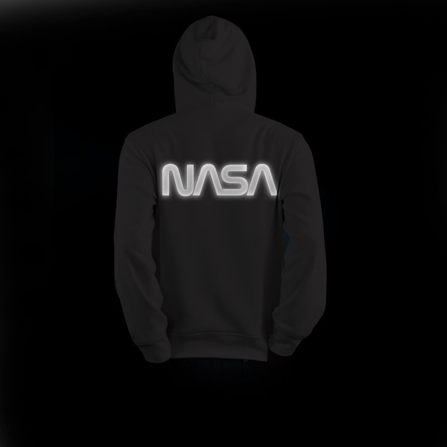 Bluza męska NASA, kangurka Z ODBLASKIEM czarna