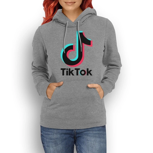 Bluza dresowa z kapturem nadruki TikTok damska