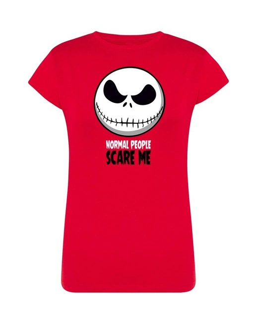 T-shirt damski NORMAL PEOPLE SCARE ME w kolorze czerwonym