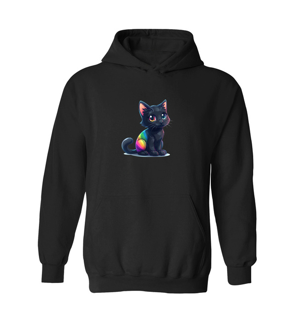 Bluza dziecięca Słodki Kotek, kangurka z kapturem czarna