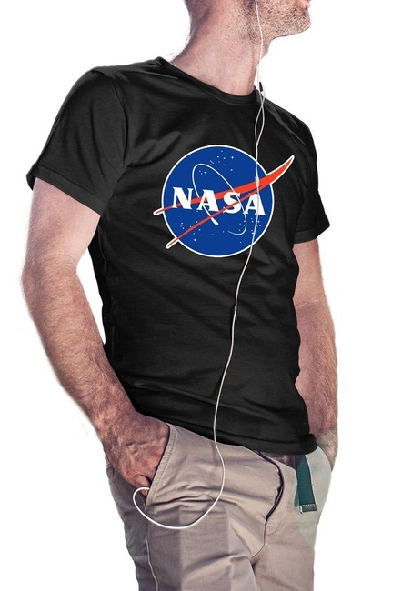 Kultowa koszulka męska z logo NASA w kolorze czarnym