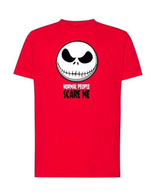 T-shirt męski NORMAL PEOPLE SCARE ME w kolorze czerwonym
