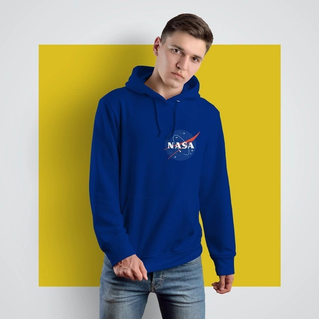 Bluza męska NASA, kangurka Z ODBLASKIEM niebieska