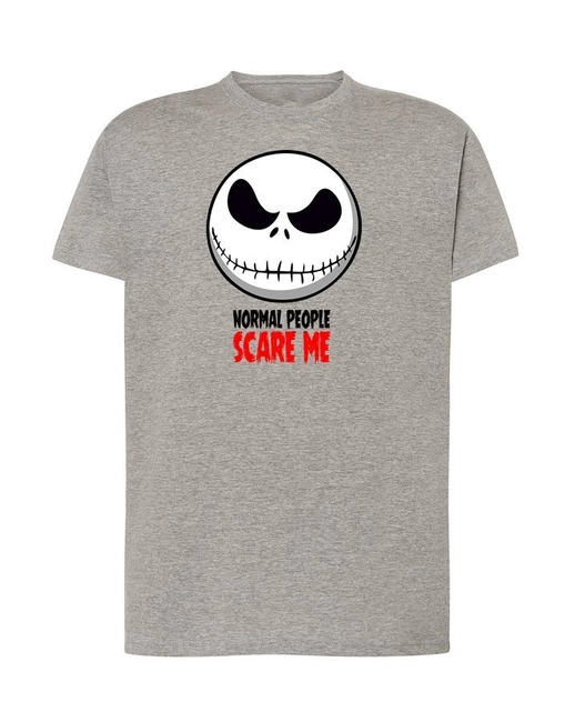 T-shirt męski NORMAL PEOPLE SCARE ME w kolorze szary melanż