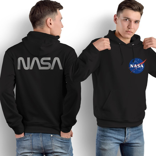Bluza męska NASA, kangurka Z ODBLASKIEM czarna