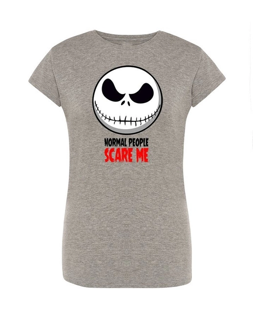 T-shirt damski NORMAL PEOPLE SCARE ME w kolorze szarym