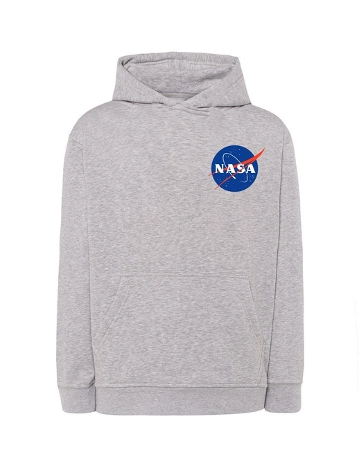 Bluza dresowa z kapturem NASA męska jasna szara