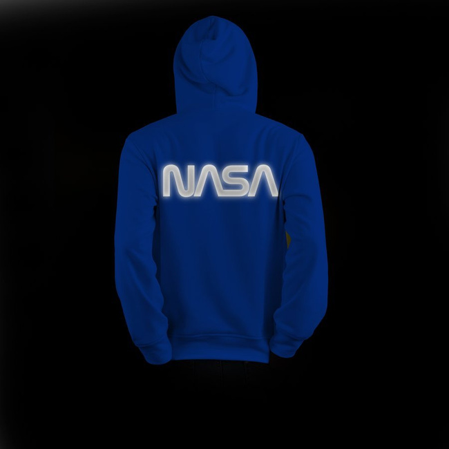 Bluza męska NASA, kangurka Z ODBLASKIEM niebieska