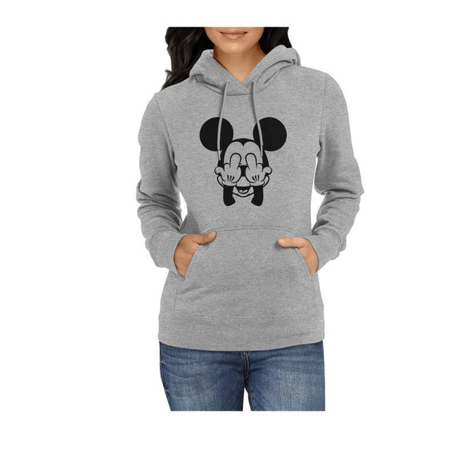 Niegrzeczna bluza damska Mickey kolor szary melanż