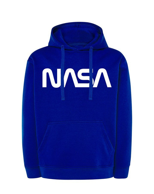 MODNA bluza NASA męska, kangurka z kapturem w kolorze niebieskim