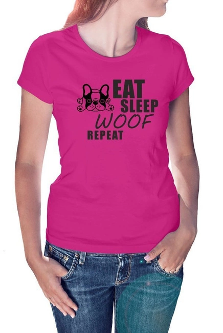 Koszulka damska EAT SLEEP WOOF REPEAT, na prezent