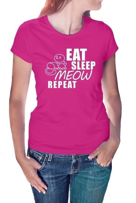 Koszulka damska EAT SLEEP MEOW REPEAT, na prezent