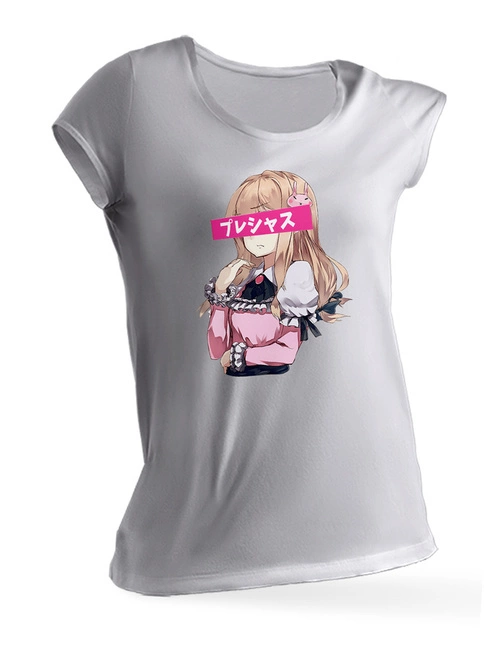 Koszulka damska biała ANIME WAIFU z japońskim napisem