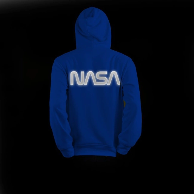 Bluza męska NASA, kangurka Z ODBLASKIEM niebieska