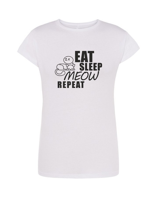 Koszulka damska EAT SLEEP MEOW REPEAT, na prezent
