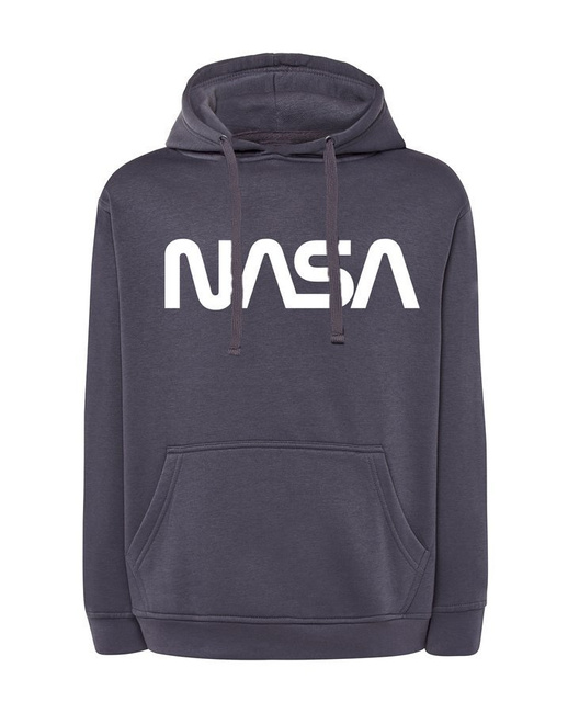 MODNA bluza NASA męska, kangurka z kapturem w kolorze denim