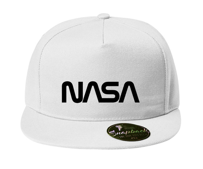 MODNA czapka z daszkiem 5P RAP - NASA kolor biała