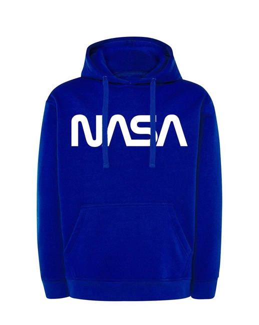 MODNA bluza NASA męska, kangurka z kapturem w kolorze niebieskim