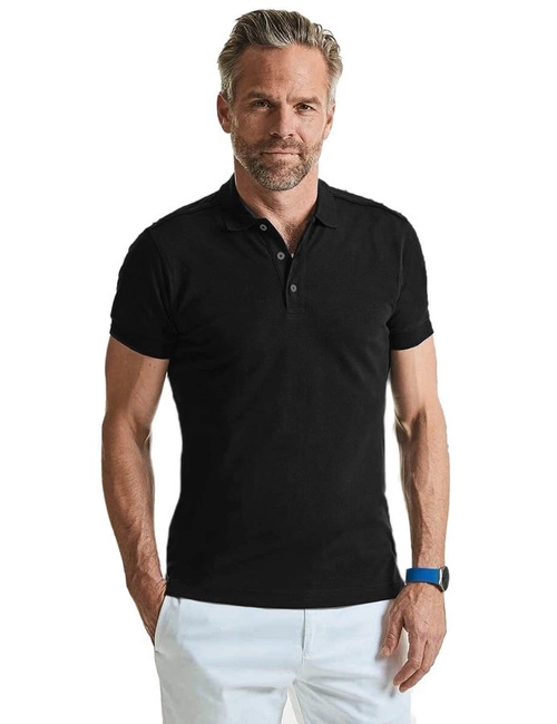 Koszulka polo męska Stretch Polo w kolorze czarnym Russell