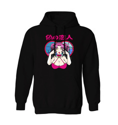 Bluza męska z kapturem anime girl w kolorze czarnym