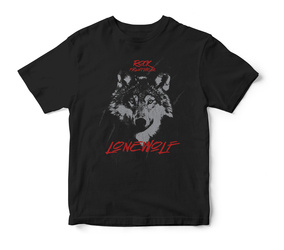 Koszulka męska Samotny Wilk t-shirt czarny z nadrukiem