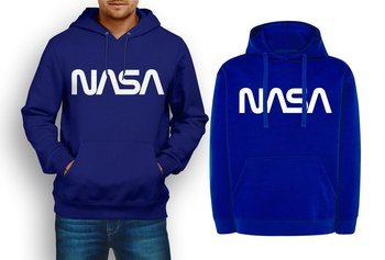 MODNA bluza NASA męska, kangurka z kapturem w kolorze niebieskim