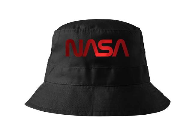 BAWEŁNIANY kapelusik NASA czerwony bucket hat KAPELUSZ czarny