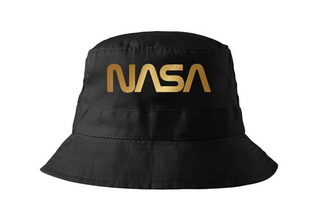 BAWEŁNIANY kapelusik NASA złoty bucket hat KAPELUSZ czarny 