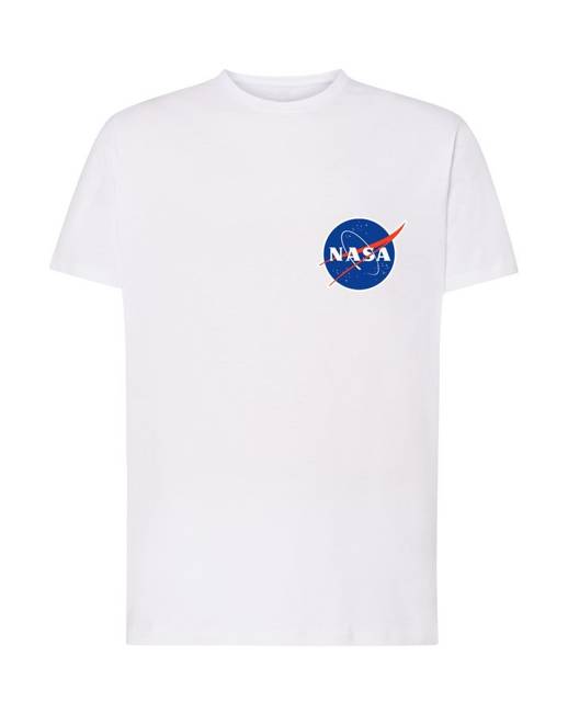 Bawełniana męska koszulka logo NASA, na prezent biała