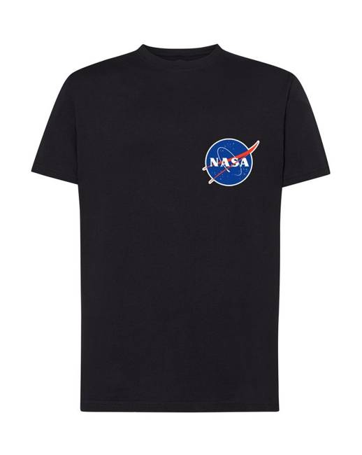 Bawełniana męska koszulka logo NASA, na prezent czarna