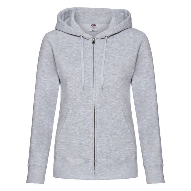 Bluza damska rozpinana Hooded Premium w kolorze szary melanż Fruit of the Loom